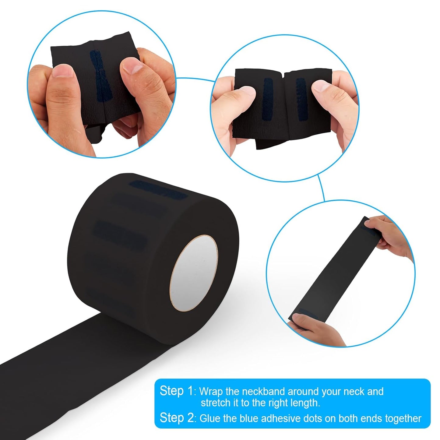 NICEMOVIC 5 Rolls Disposable Barber Paper Neck Strips Barber Accessories, Professional Barber Supplies Stretchy Paper Neck Strips for Salon Haircut Styling-Black