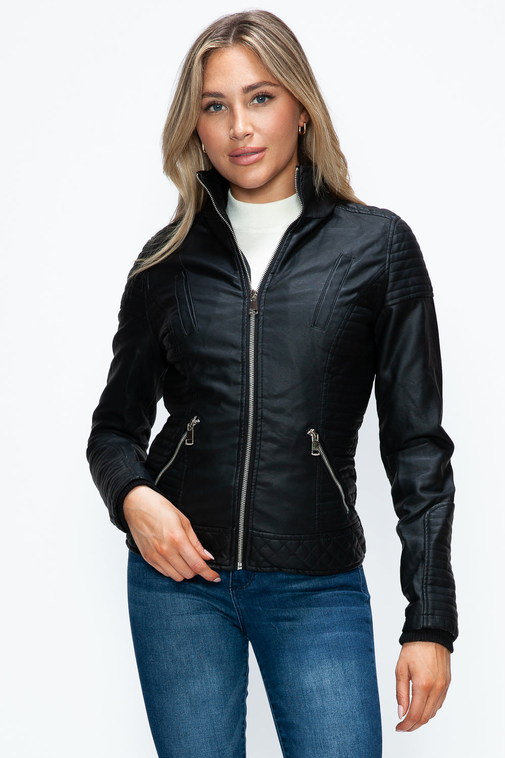 YMI Faux Layered Double-Zipper Jacket with Fuzzy Hood***STILL AVAILABLE***EMAIL SELLER with SIZE & COLOR