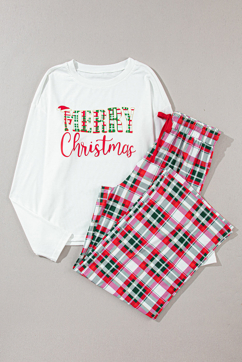 MERRY CHRISTMAS Round Neck Top and Plaid Pants Set-****STILL AVAILABLE EMAIL SELLER WITH SIZE & COLOR****