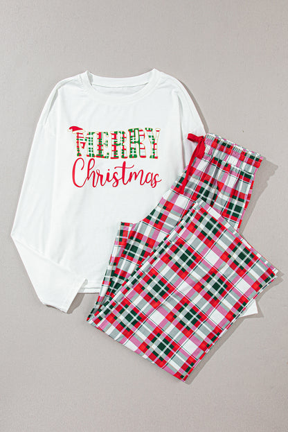 MERRY CHRISTMAS Round Neck Top and Plaid Pants Set-****STILL AVAILABLE EMAIL SELLER WITH SIZE & COLOR****