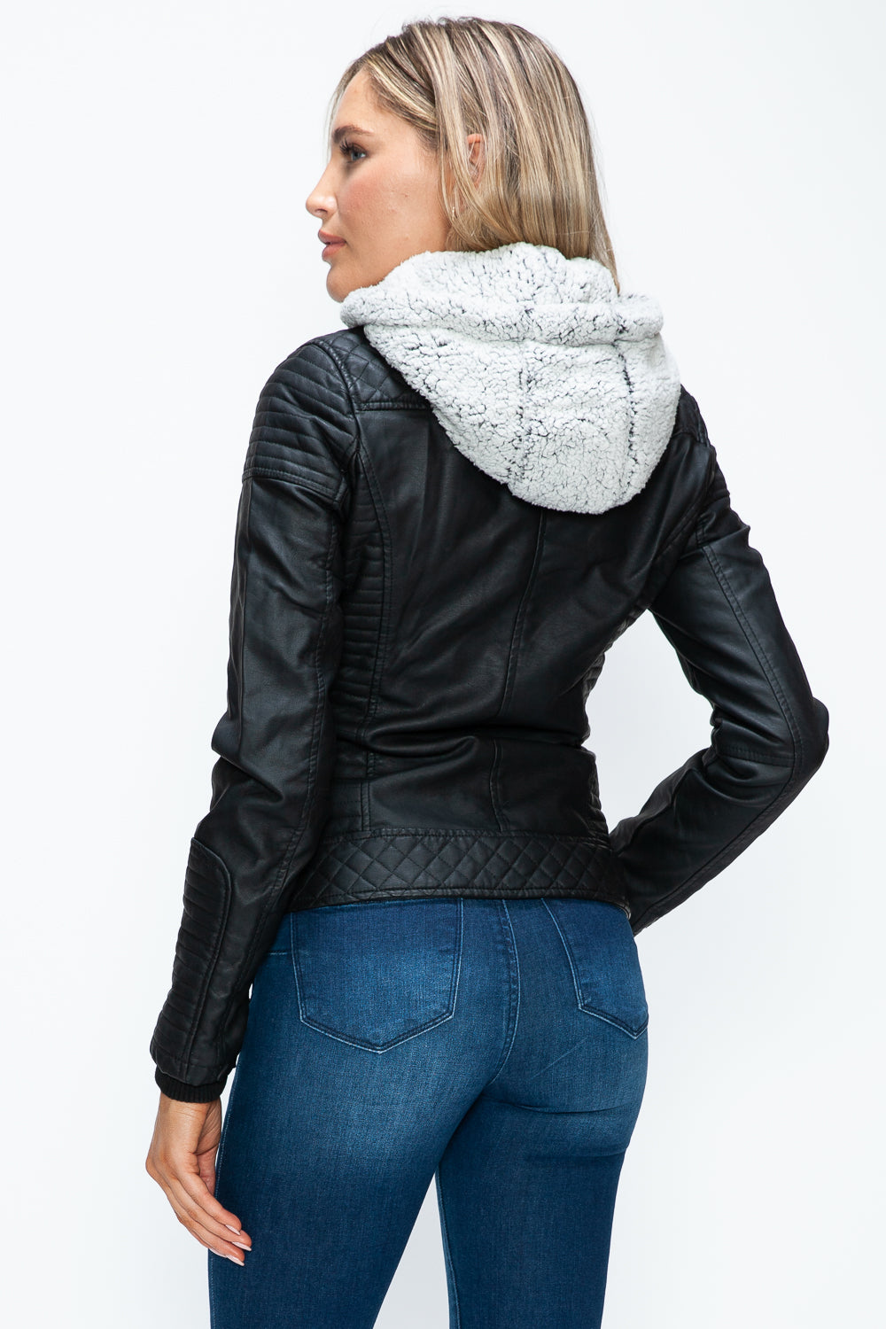 YMI Faux Layered Double-Zipper Jacket with Fuzzy Hood***STILL AVAILABLE***EMAIL SELLER with SIZE & COLOR