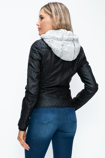 YMI Faux Layered Double-Zipper Jacket with Fuzzy Hood***STILL AVAILABLE***EMAIL SELLER with SIZE & COLOR