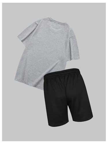 SOLY HUX Men's Letter Graphic Short Sleeve Tee and Drawstring Waist Track Shorts Set Casual 2 Piece Outfit