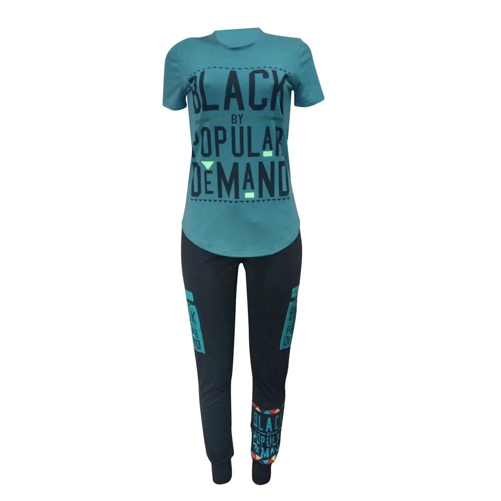 2 Piece Outfits for Women Summer Personality Letter Printed t-Shirt and Shorts Sportswear Set