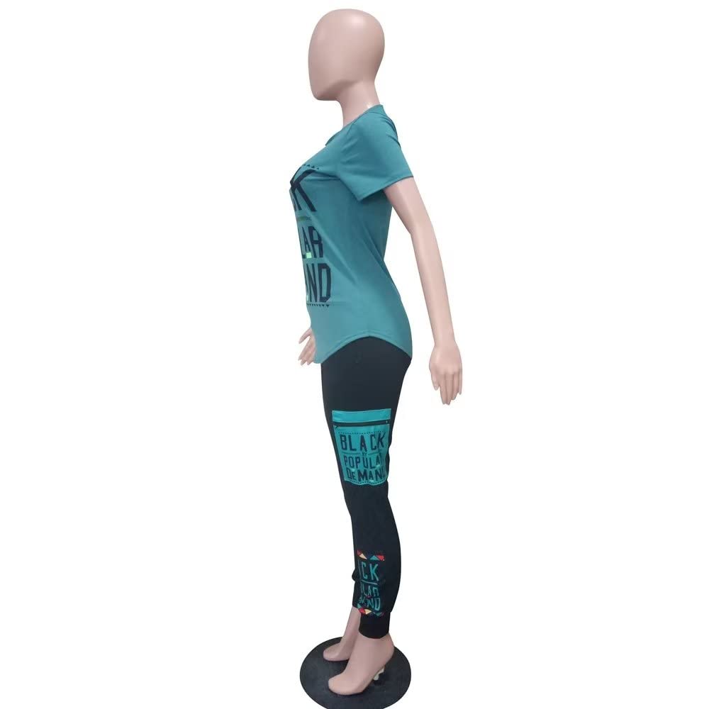 2 Piece Outfits for Women Summer Personality Letter Printed t-Shirt and Shorts Sportswear Set