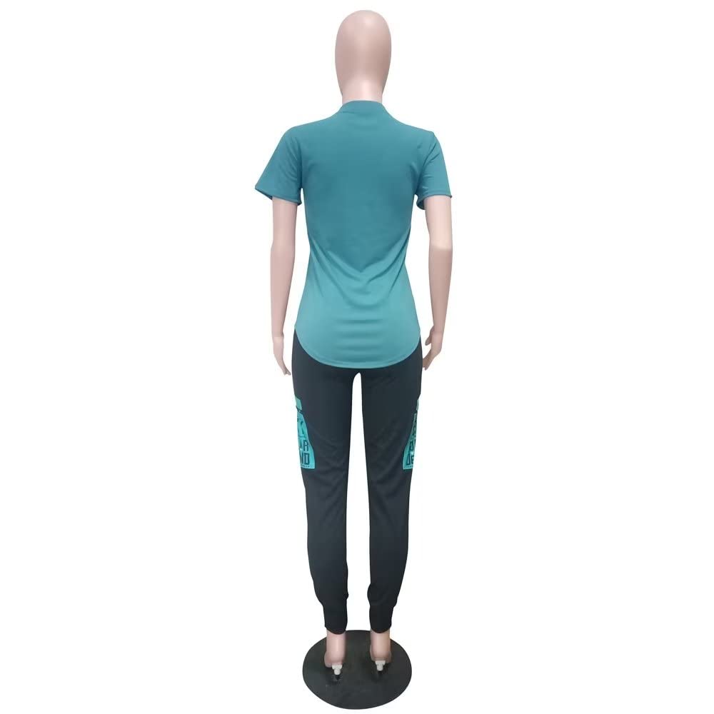 2 Piece Outfits for Women Summer Personality Letter Printed t-Shirt and Shorts Sportswear Set