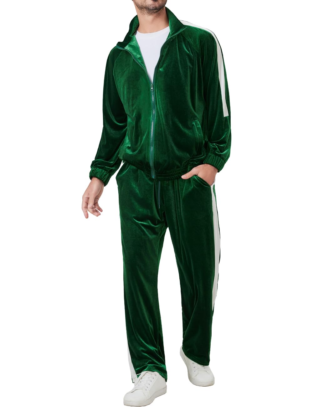 Mens Tracksuit 2 Piece Velour Sweatsuit for Men Casual Full Zip Jogging Suit Jacket Pants Set