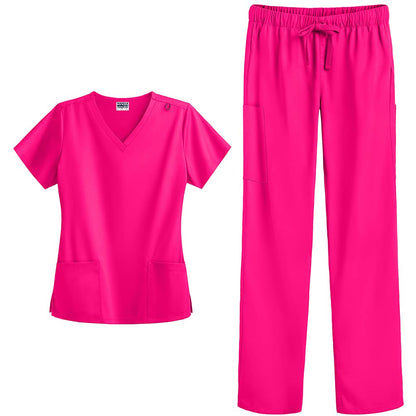 Strictly Scrubs Stretch Women’s Four Way Stretch Scrub Set (XS-3X, 15 Colors) - Includes V-Neck Top and Pant