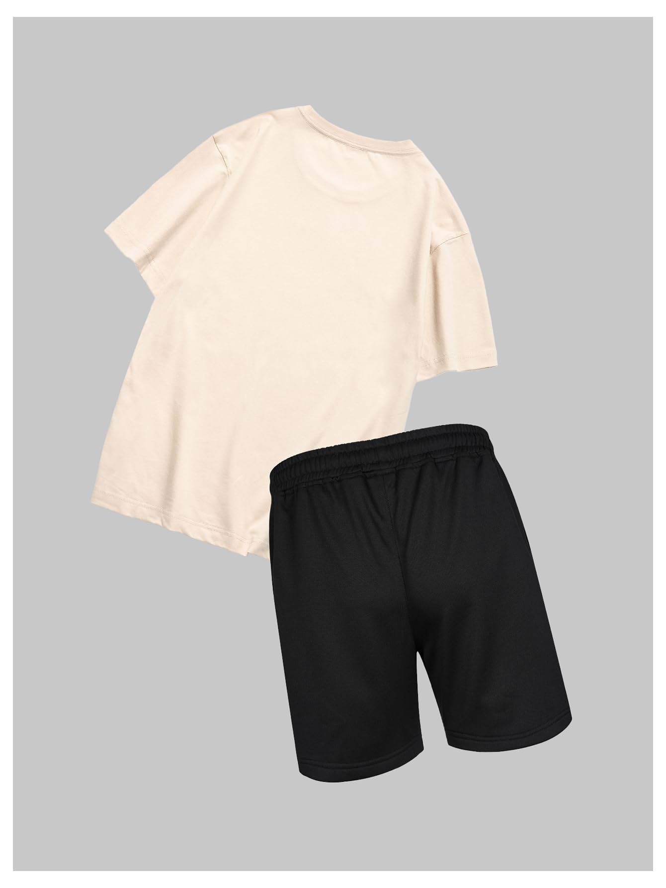 SOLY HUX Men's Letter Graphic Short Sleeve Tee and Drawstring Waist Track Shorts Set Casual 2 Piece Outfit