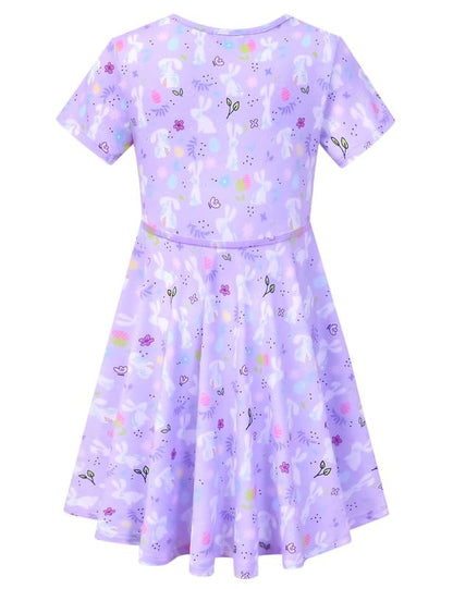 Unicorn Dresses for Girls Summer Swing Short Sleeve Casual Clothes for Kids