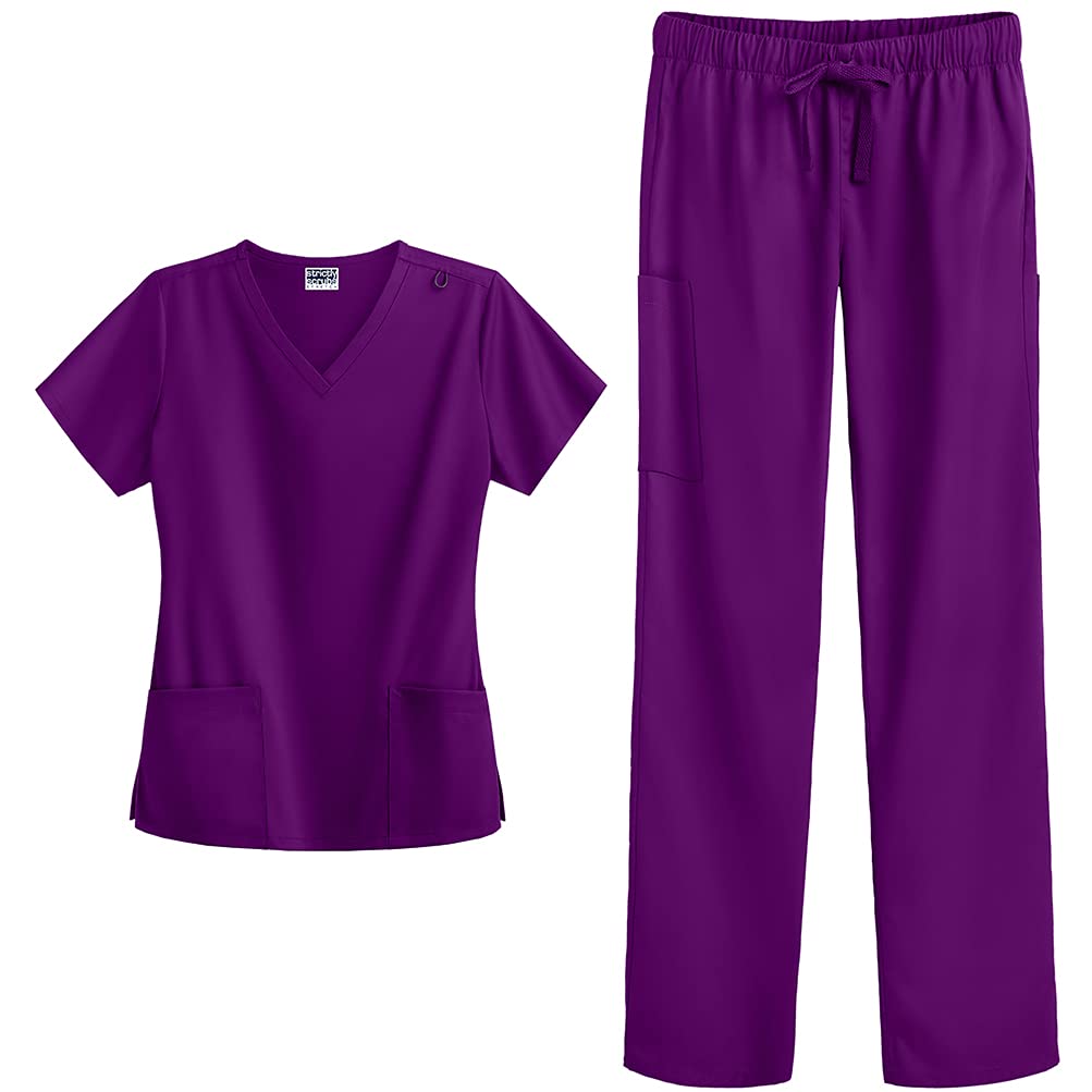 Strictly Scrubs Stretch Women’s Four Way Stretch Scrub Set (XS-3X, 15 Colors) - Includes V-Neck Top and Pant