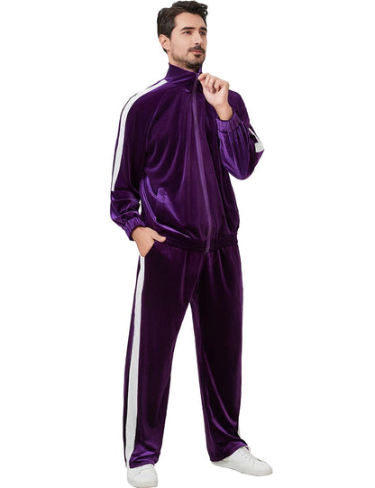Mens Tracksuit 2 Piece Velour Sweatsuit for Men Casual Full Zip Jogging Suit Jacket Pants Set