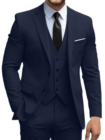 Mens Suits 3 Piece Slim Fit Suit Set Solid Two Button Blazer Jacket Vest Pants Tuxedo Set