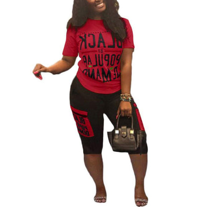 2 Piece Outfits for Women Summer Personality Letter Printed t-Shirt and Shorts Sportswear Set