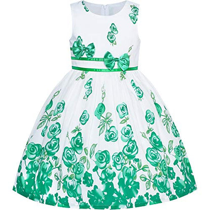 Sunny Fashion Girls Dress Rose Flower Double Bow Tie Party Sundress