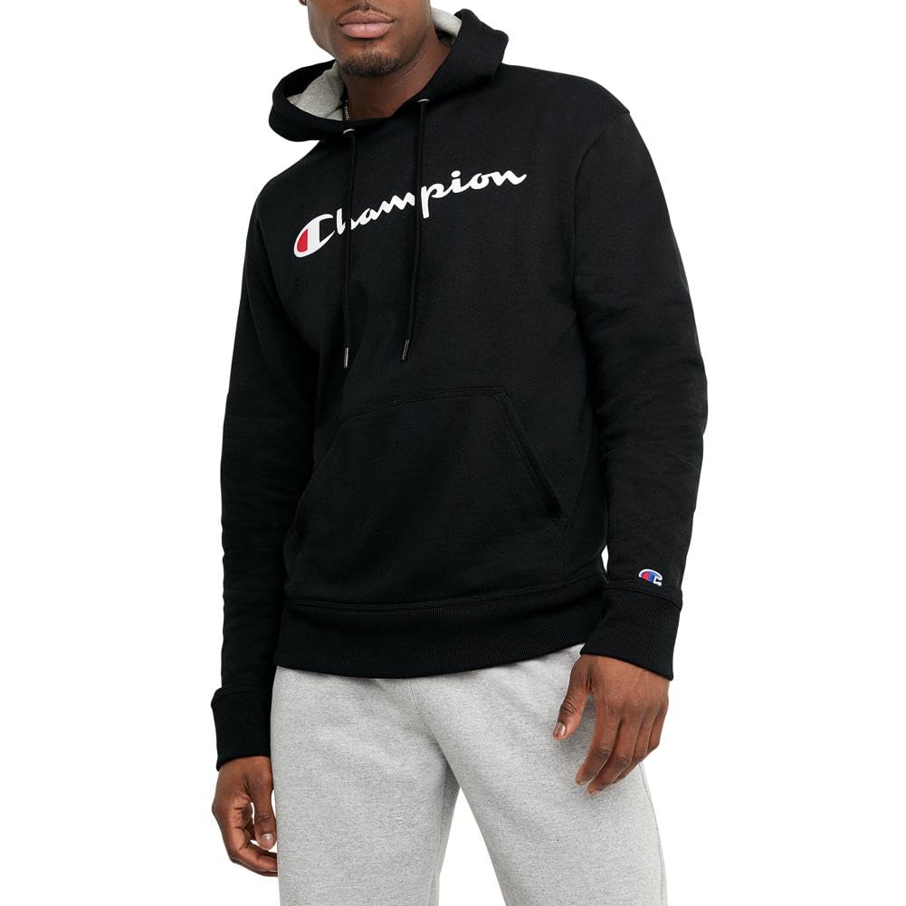 Champion Men's Hoodie, Powerblend, Fleece Men's Hoodie, Comfortable Men's Sweatshirt, Script Logo (Reg. or Big & Tall)