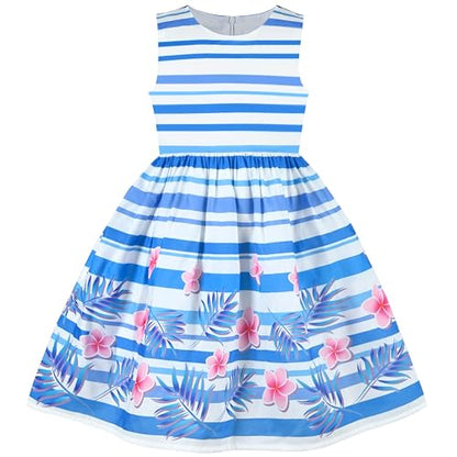 Sunny Fashion Girls Dress Rose Flower Double Bow Tie Party Sundress