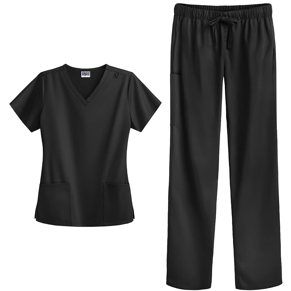 Strictly Scrubs Stretch Women’s Four Way Stretch Scrub Set (XS-3X, 15 Colors) - Includes V-Neck Top and Pant