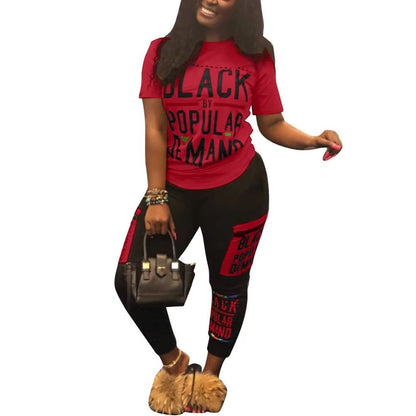 2 Piece Outfits for Women Summer Personality Letter Printed t-Shirt and Shorts Sportswear Set