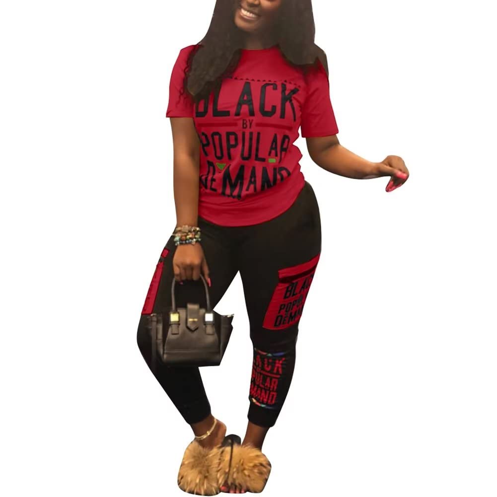 2 Piece Outfits for Women Summer Personality Letter Printed t-Shirt and Shorts Sportswear Set