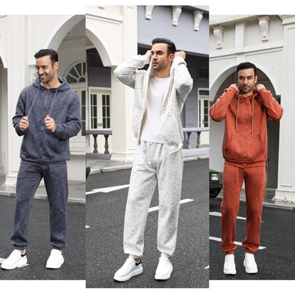 HHGKED Mens 2 Piece set Outfits Comfy Sweatsuits Athletic Jogging Tracksuit Hooded Sweatshirt and Joggers Sweatpants