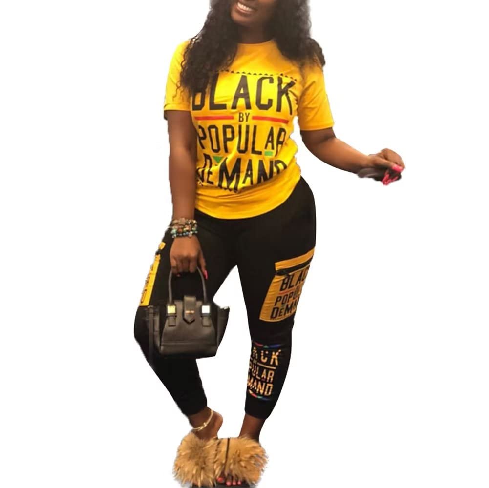 2 Piece Outfits for Women Summer Personality Letter Printed t-Shirt and Shorts Sportswear Set