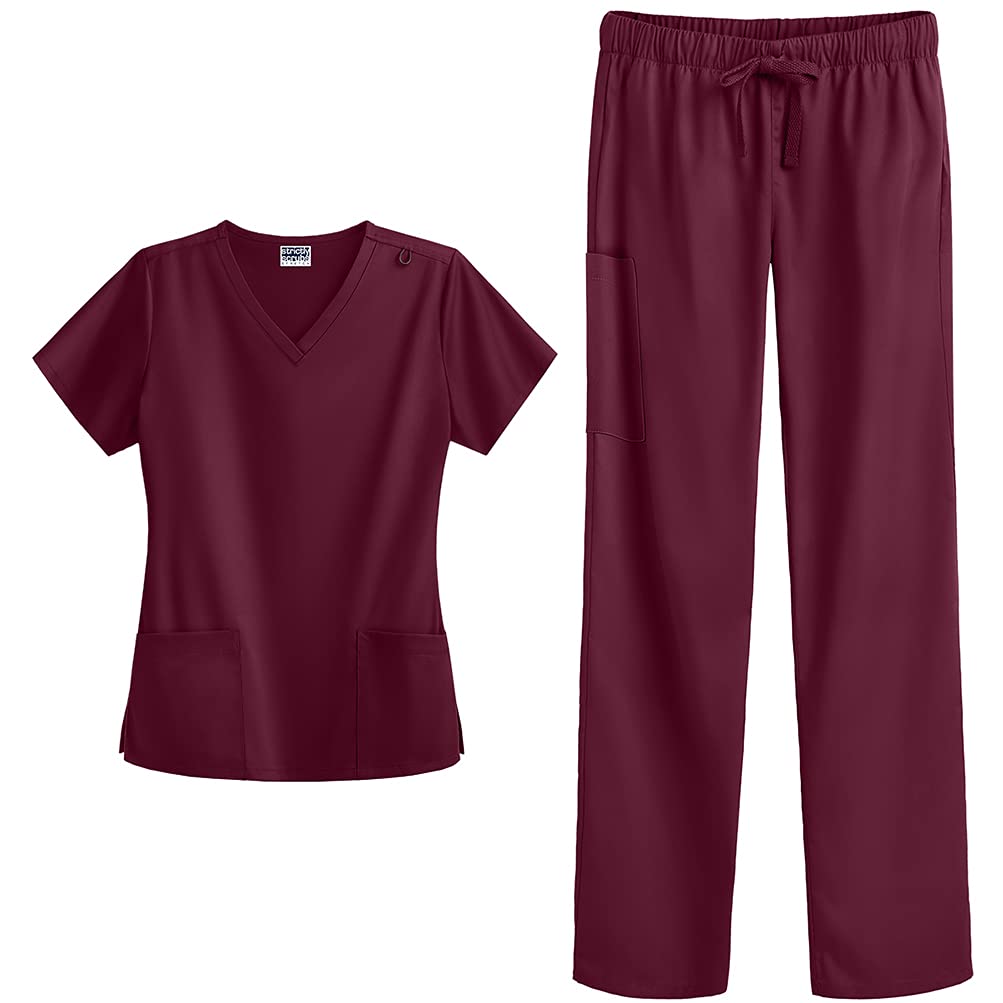 Strictly Scrubs Stretch Women’s Four Way Stretch Scrub Set (XS-3X, 15 Colors) - Includes V-Neck Top and Pant