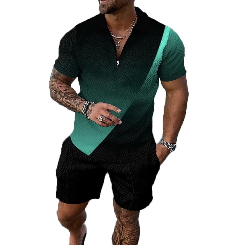BIRW Mens Short Sets 2 Piece Outfits Polo Shirt Fashion Summer Tracksuits Casual Set Short Sleeve and Shorts Set for Men