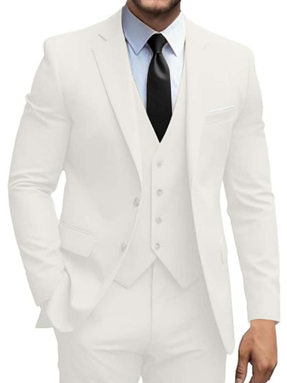 Mens Suits 3 Piece Slim Fit Suit Set Solid Two Button Blazer Jacket Vest Pants Tuxedo Set
