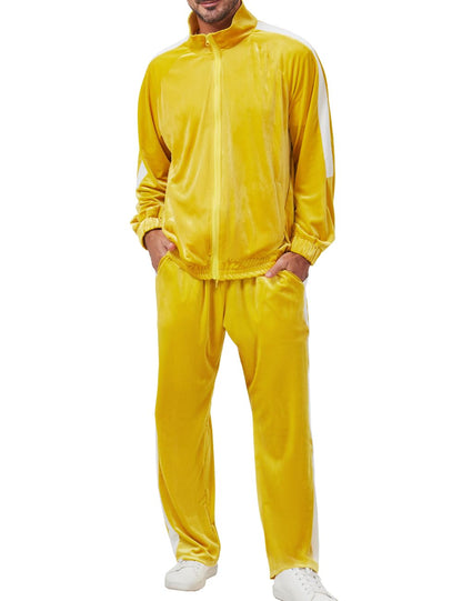 Mens Tracksuit 2 Piece Velour Sweatsuit for Men Casual Full Zip Jogging Suit Jacket Pants Set