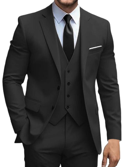 Mens Suits 3 Piece Slim Fit Suit Set Solid Two Button Blazer Jacket Vest Pants Tuxedo Set