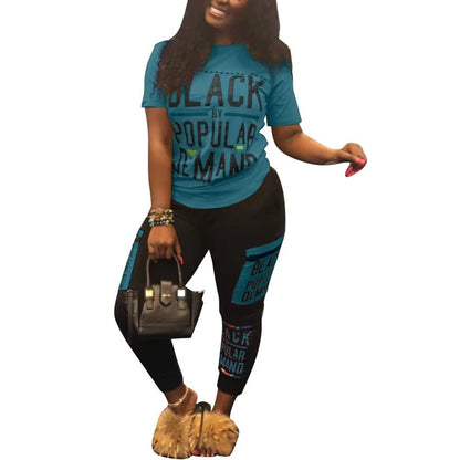 2 Piece Outfits for Women Summer Personality Letter Printed t-Shirt and Shorts Sportswear Set