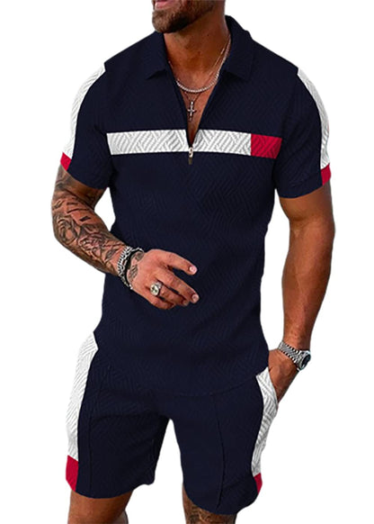 BIRW Mens Short Sets 2 Piece Outfits Polo Shirt Fashion Summer Tracksuits Casual Set Short Sleeve and Shorts Set for Men