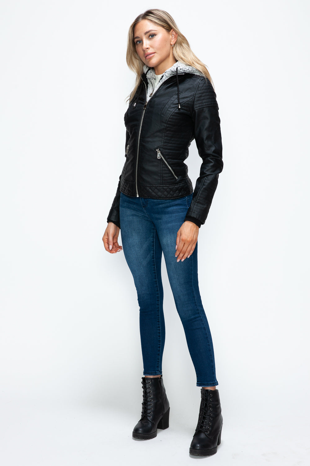 YMI Faux Layered Double-Zipper Jacket with Fuzzy Hood***STILL AVAILABLE***EMAIL SELLER with SIZE & COLOR