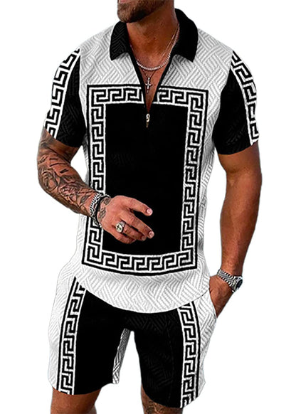BIRW Mens Short Sets 2 Piece Outfits Polo Shirt Fashion Summer Tracksuits Casual Set Short Sleeve and Shorts Set for Men