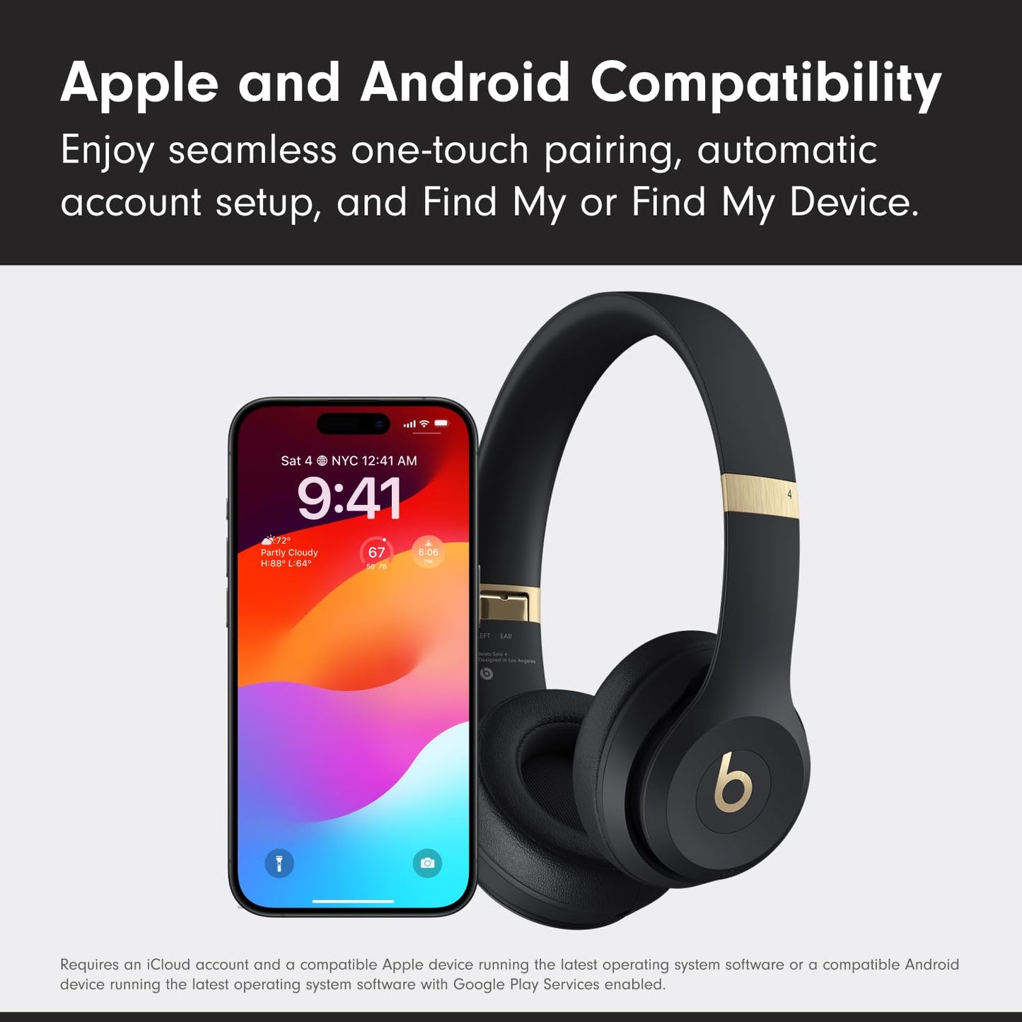 Beats Solo 4 - Wireless Bluetooth On-Ear Headphones, Apple & Android Compatible, Up to 50 Hours of Battery Life - Matte Black