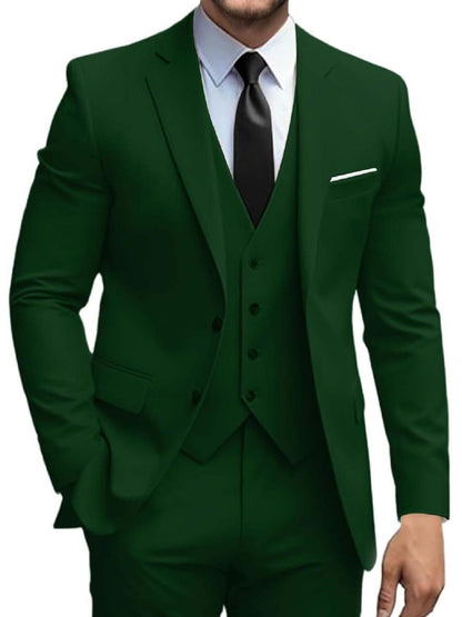 Mens Suits 3 Piece Slim Fit Suit Set Solid Two Button Blazer Jacket Vest Pants Tuxedo Set