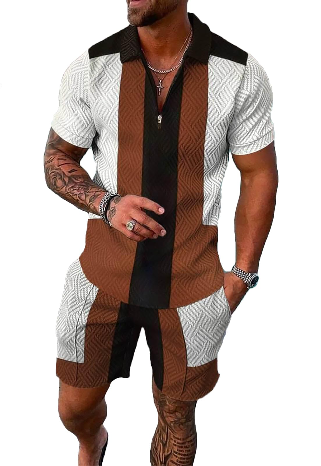 BIRW Mens Short Sets 2 Piece Outfits Polo Shirt Fashion Summer Tracksuits Casual Set Short Sleeve and Shorts Set for Men