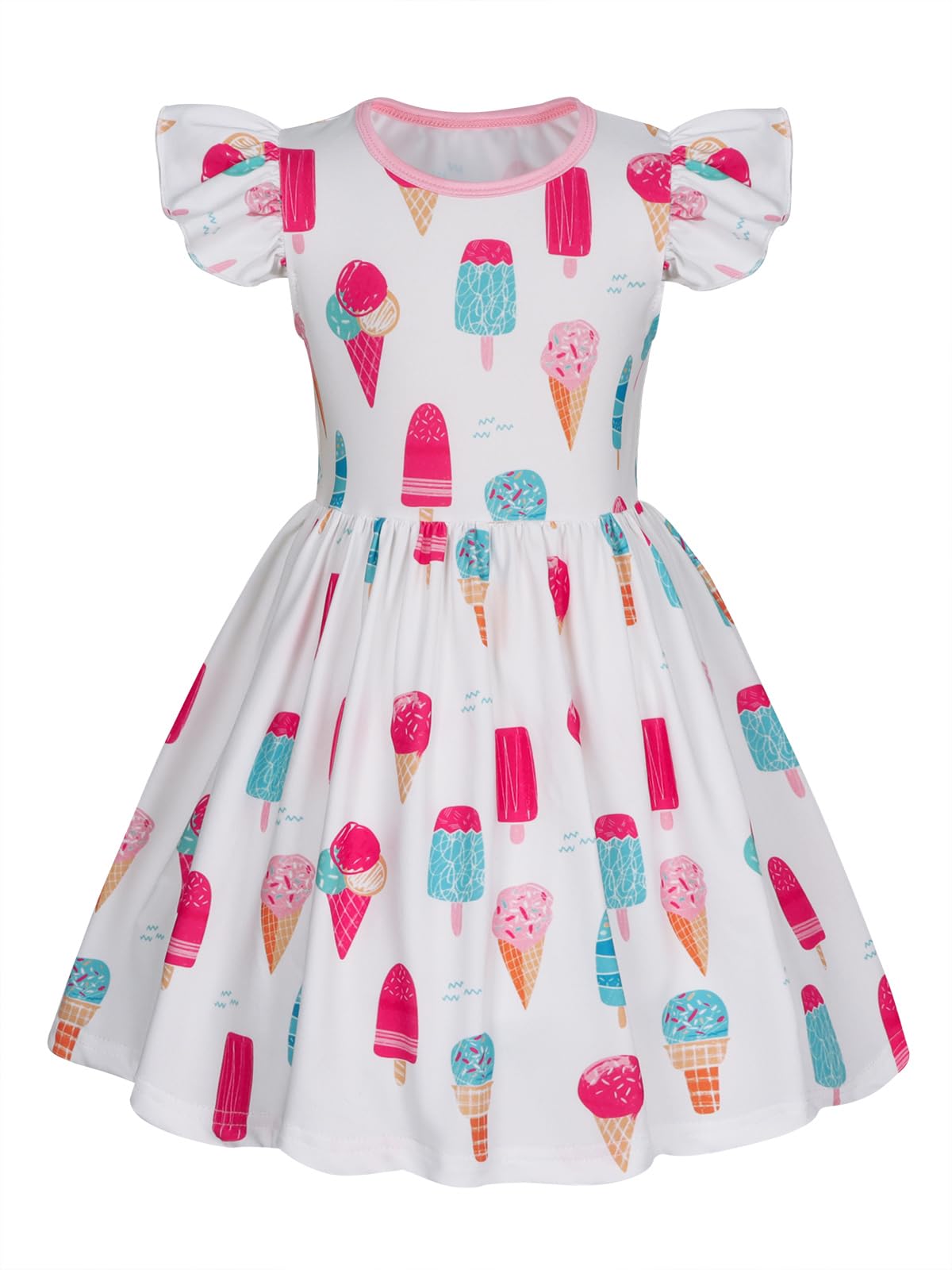 WonderBabe Easter Dresses for Girls Toddler Flutter Sleeve Easter Dress Casual Party School Dresses Clothes for Kids
