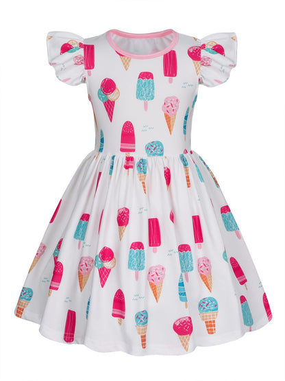 WonderBabe Easter Dresses for Girls Toddler Flutter Sleeve Easter Dress Casual Party School Dresses Clothes for Kids