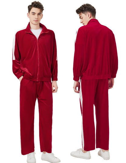 Mens Tracksuit 2 Piece Velour Sweatsuit for Men Casual Full Zip Jogging Suit Jacket Pants Set