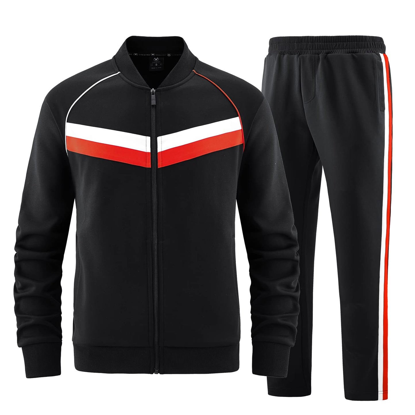 W JIANWANG Men's Casual Tracksuits Long Sleeve Jogging Suits Sweatsuit Sets Track Jackets and Pants 2 Piece Outfit