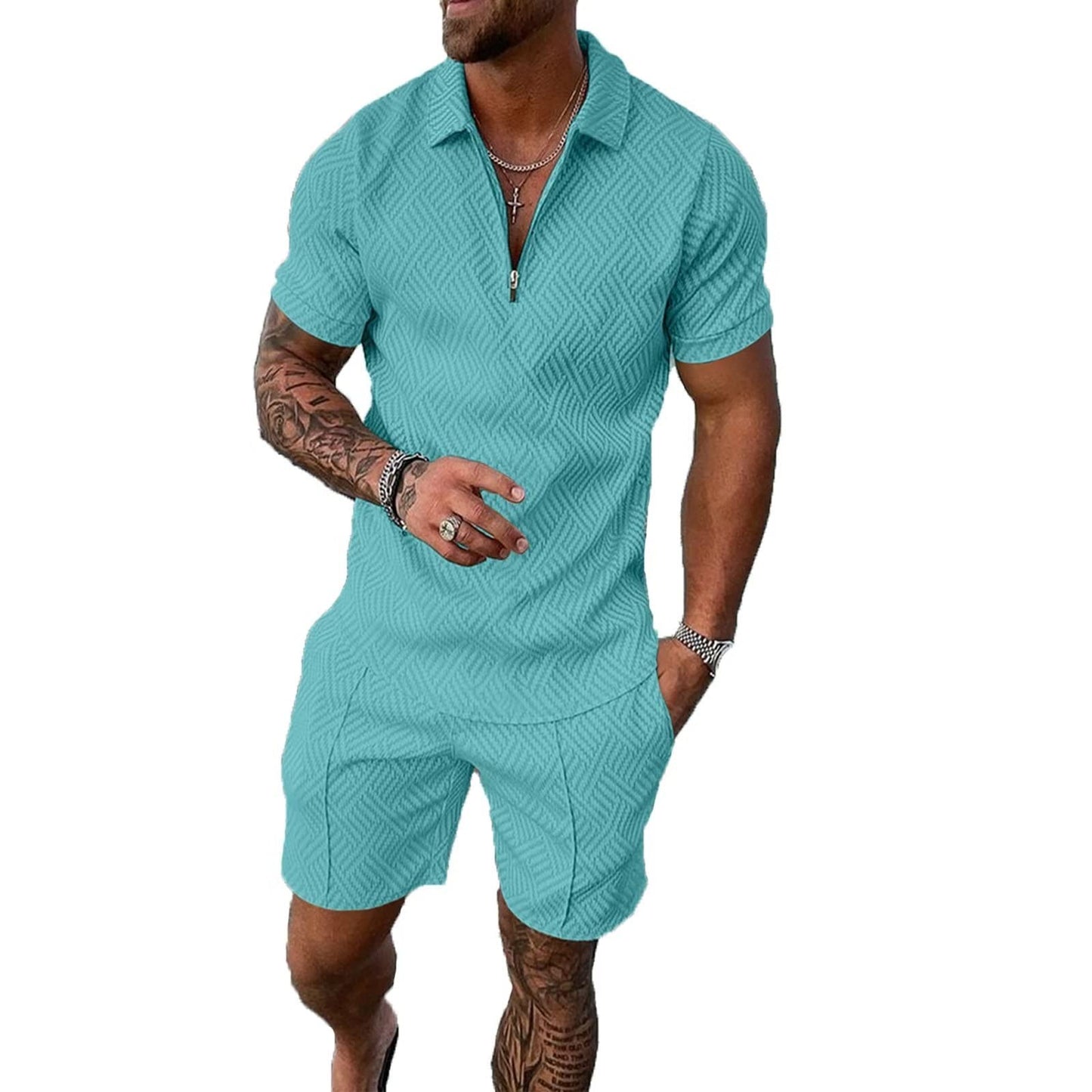 BIRW Mens Short Sets 2 Piece Outfits Polo Shirt Fashion Summer Tracksuits Casual Set Short Sleeve and Shorts Set for Men