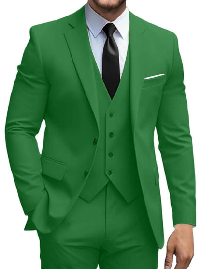 Mens Suits 3 Piece Slim Fit Suit Set Solid Two Button Blazer Jacket Vest Pants Tuxedo Set