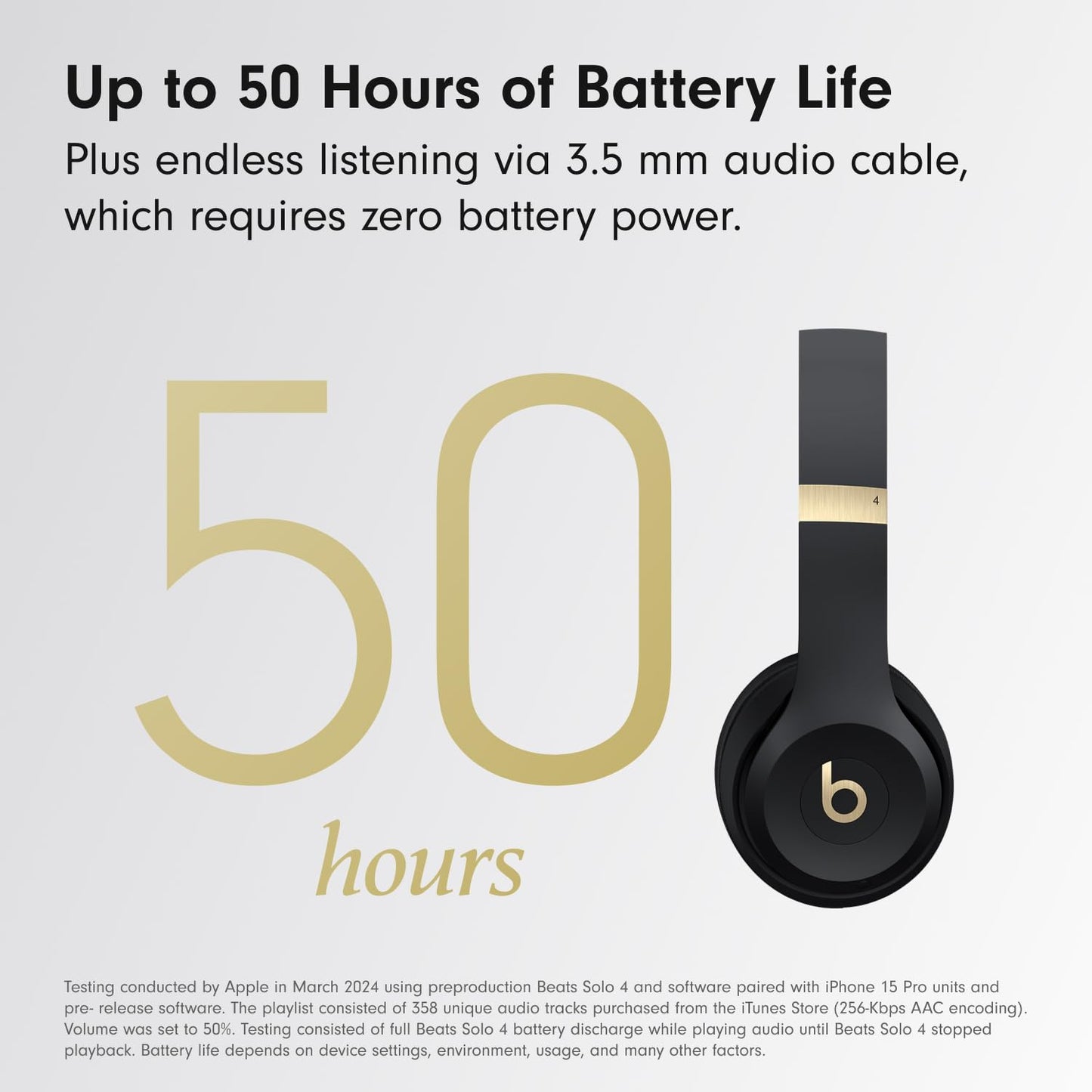 Beats Solo 4 - Wireless Bluetooth On-Ear Headphones, Apple & Android Compatible, Up to 50 Hours of Battery Life - Matte Black