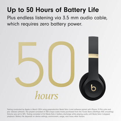 Beats Solo 4 - Wireless Bluetooth On-Ear Headphones, Apple & Android Compatible, Up to 50 Hours of Battery Life - Matte Black