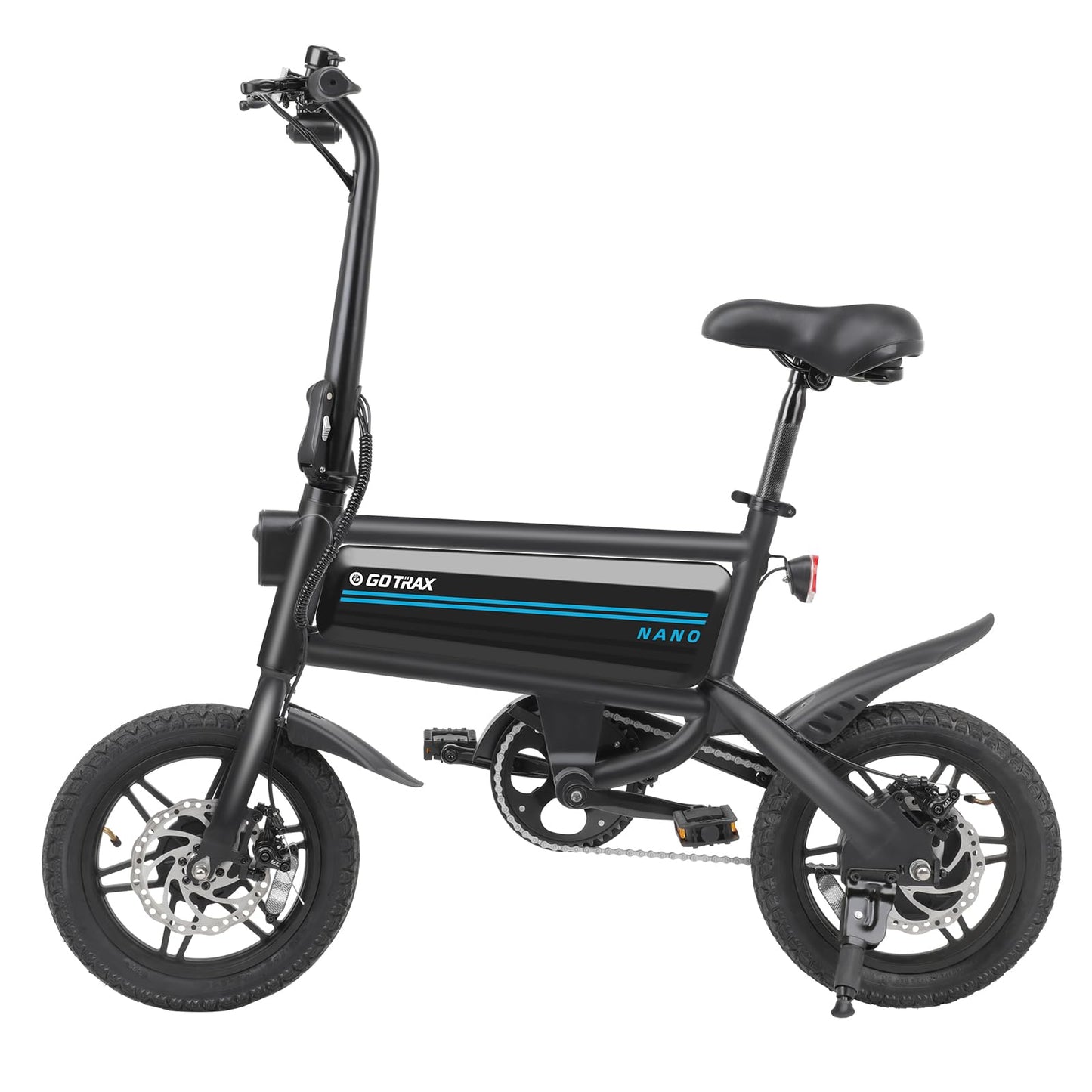 Gotrax Nano 14" Electric Bike, Max Range 25Miles(Pedal-Assist)&Max Speed 15.5Mph, 350W Folding E-Bike with Removable Battery, Adjustable Seat & Dual Mudguards, Commuter Electric Bicycle for Ages 13+