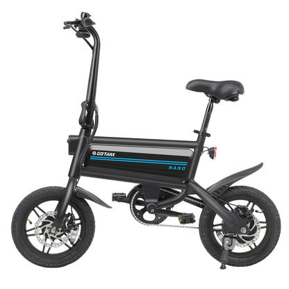 Gotrax Nano 14" Electric Bike, Max Range 25Miles(Pedal-Assist)&Max Speed 15.5Mph, 350W Folding E-Bike with Removable Battery, Adjustable Seat & Dual Mudguards, Commuter Electric Bicycle for Ages 13+
