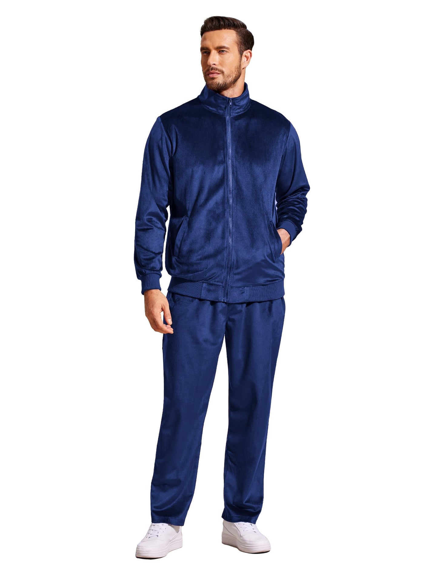 COOFANDY Mens 2 Piece Velour Tracksuit Full Zip Jackets Pants Velvet Jogging Suits Sweatsuit Set