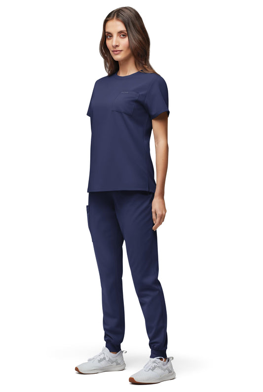 Women’s Base Crew 7-Pkt Jogger Scrub Set - Crew Neck Top & Jogger Pant - Athletic 360 Stretch, Eco-Friendly